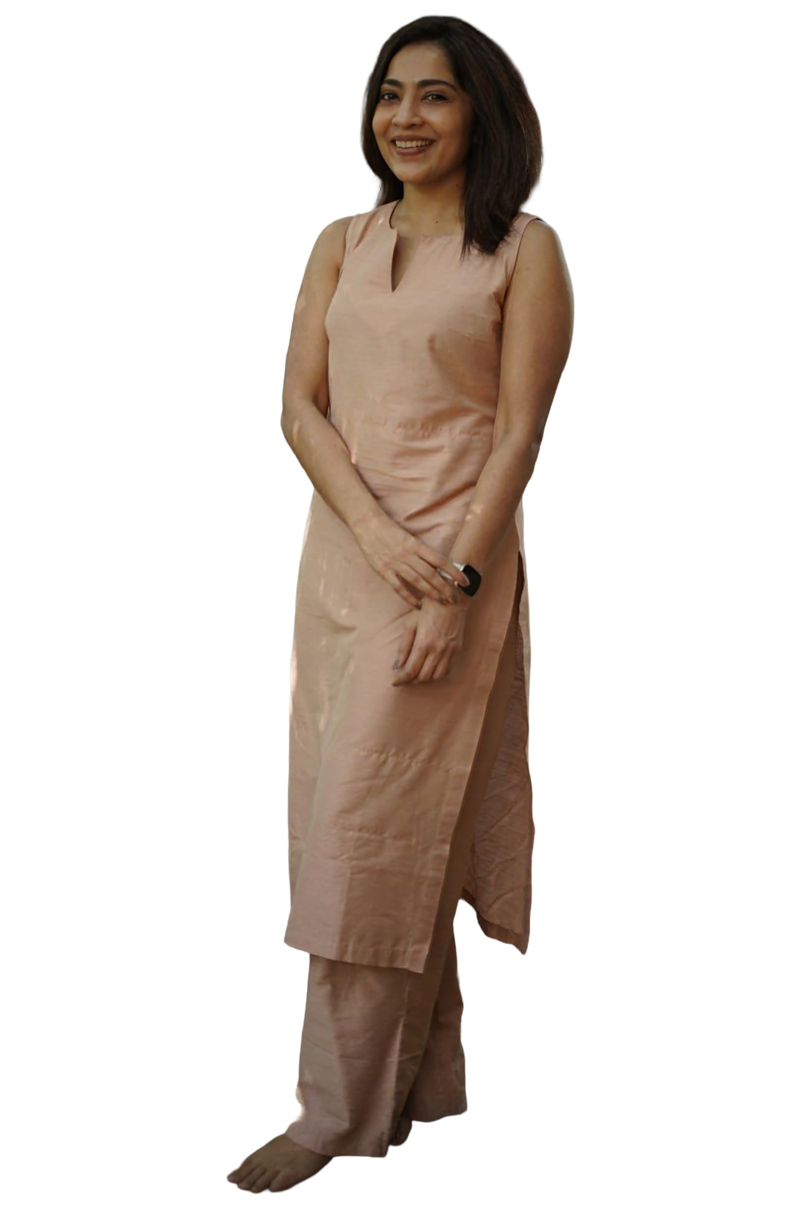 ANNI Designer Women’s Rayon Viscose Straight Solid Kurta with Palazzo Set | Sleeveless Ethnic Wear | Comfortable Two Piece Outfit for Office, Casual & Daily Use