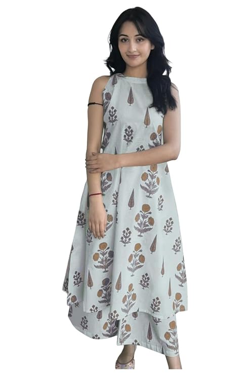 ANNI Designer Women’s Rayon Viscose Printed A-Line Kurta with Palazzo Set | Sleeveless Ethnic Wear for Daily, Office & Occasion Use | Women Traditional Kurta Palazzo Outfit